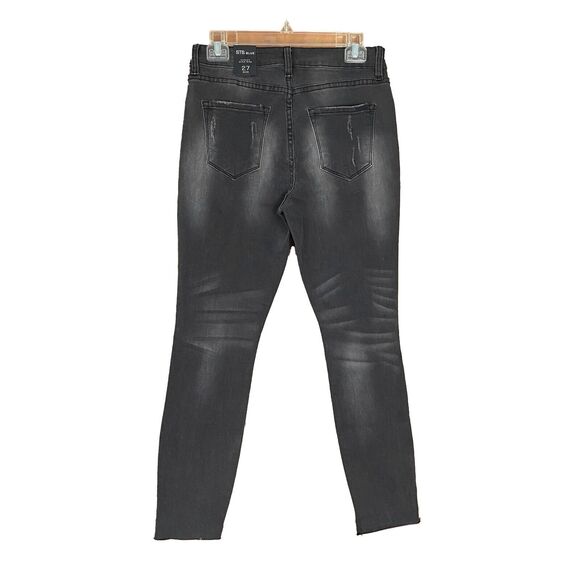STS Blue Ashley High Rise Skinny Jeans Size 27 Faded Black Studded Raw Step-Hem - Picture 4 of 10